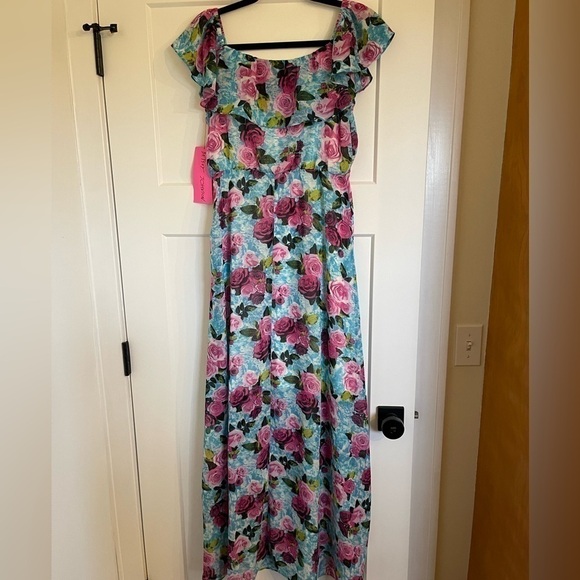 NWT Betsey Johnson Malibu Blue Floral Maxi Size 6 - Picture 4 of 6